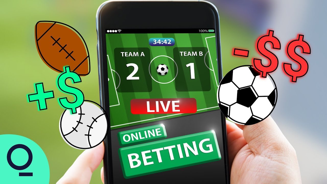 a phone displaying live online betting